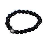 GOATT Obsidian Bracelet Buddha Head Silver Bracelet Lava Stone Bead Bracelets