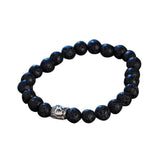 GOATT Obsidian Bracelet Buddha Head Silver Bracelet Lava Stone Bead Bracelets